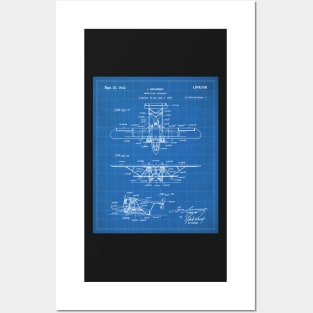 Seaplane Patent - Biplane Seaplane Art - Blueprint Posters and Art